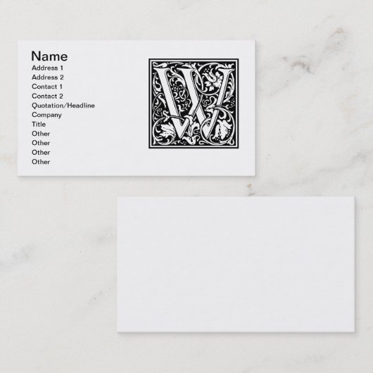 手紙W中世モノグラムアールヌーボー 名刺 (正面/裏面)