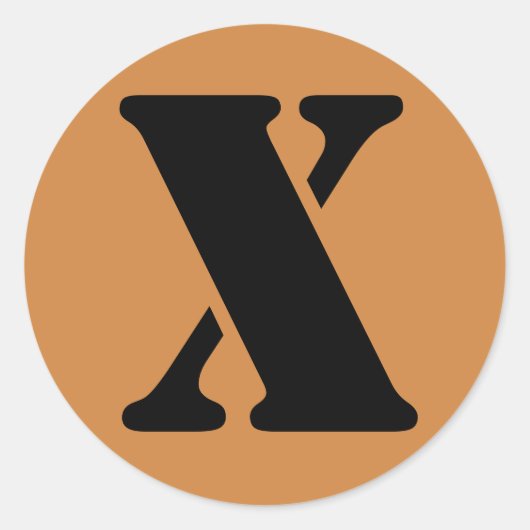 手紙Xステンシルアルファベットby Janz Peru金ゴールド ラウンドシール (正面)