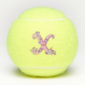 手紙Xモノグラム女の子のパーソナライズされたドードルアート テニスボール (正面)