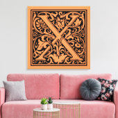 手紙X中世モノグラムアールヌーボー キャンバスプリント (インサイチュ (リビング))