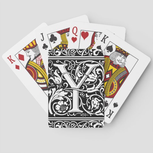手紙Y中世モノグラムアールヌーボー トランプ (裏面)
