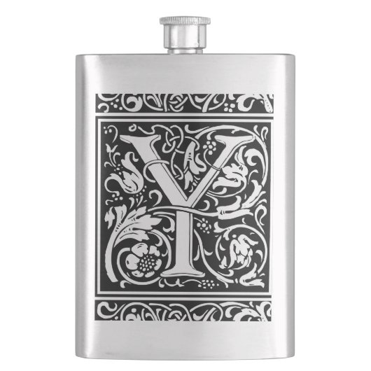 手紙Y中世モノグラムアールヌーボー フラスク (正面)
