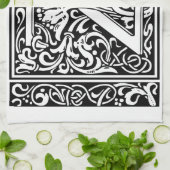 手紙Z中世モノグラムアールヌーボー キッチンタオル (折り畳み)