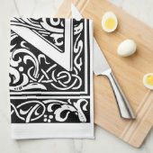手紙Z中世モノグラムアールヌーボー キッチンタオル (四つ折り)