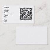 手紙Z中世モノグラムアールヌーボー 名刺 (正面/裏面)