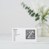 手紙Z中世モノグラムアールヌーボー 名刺 (スタンド正面)