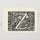 手紙Z中世モノグラムアールヌーボー 招待状 (正面/裏面)