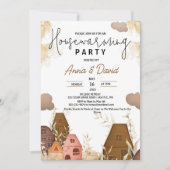 手素朴スケッチ引っ越し祝いパーティーパーティー 招待状 (正面)