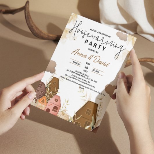 手素朴スケッチ引っ越し祝いパーティーパーティー 招待状