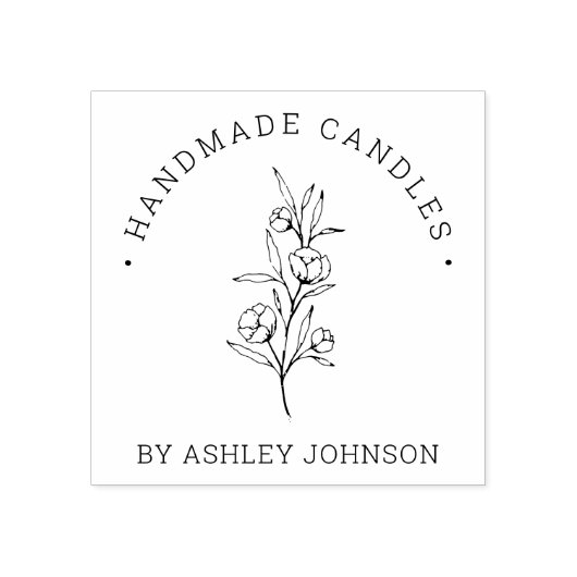 手素朴パーソナライズされたフローラ ラバースタンプ (インプリント)