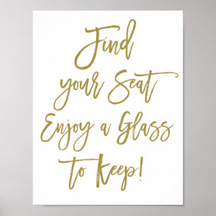 手素朴レタリングあなたの席のサインを見結婚つける ポスター