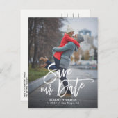 手素朴レタリング写救真日はがき 案内ポストカード (正面/裏面)