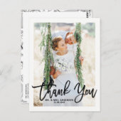 手素朴レタリング写真結婚の感謝 ポストカード (正面/裏面)