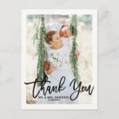 手素朴レタリング写真結婚の感謝 ポストカード (正面)