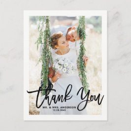 手素朴レタリング写真結婚の感謝 ポストカード