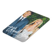 手素朴レタリング写真結婚の感謝 マグネット (左側)