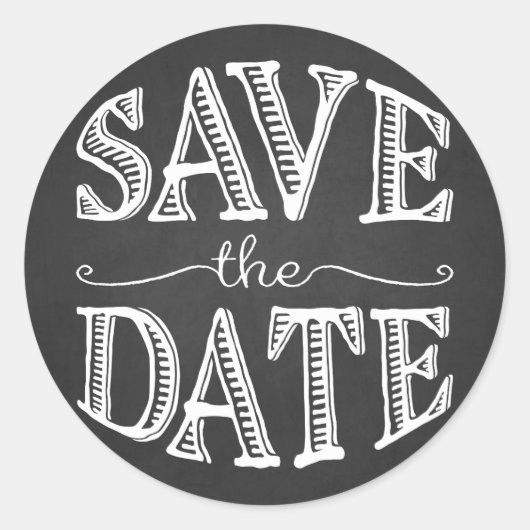 手素朴レタリング日付ステッカーを保存 ラウンドシール (正面)