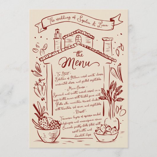 手素朴引きイタリアンのメ結婚ニュー赤クリーム メニュー (正面)