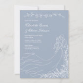 手素朴引きカップルほこりっぽいブルー結婚ズ 招待状 (正面)