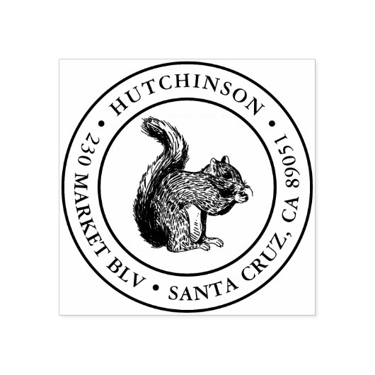 手素朴引きリス丸差出人住所 ラバースタンプ (インプリント)