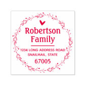 手素朴引きリース及びハート差出人住所 セルフインキングスタンプ (デザイン)