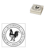 手素朴引きルースターラウンド差出人住所 ラバースタンプ (押印)