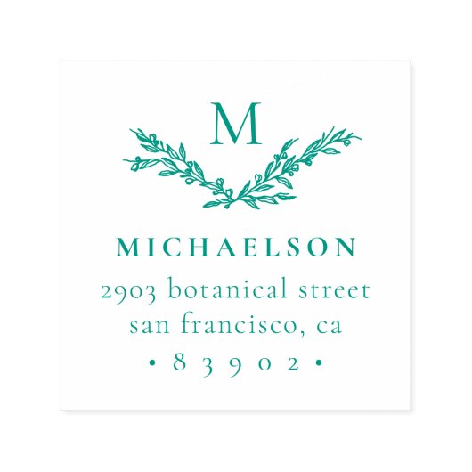 手素朴引き枝イニシャル差出人住所 セルフインキングスタンプ (デザイン)