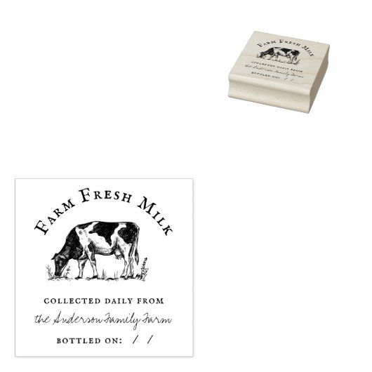 手素朴引き牛ファミリーファーム生乳 ラバースタンプ (押印)