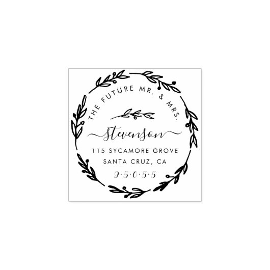 手素朴引き結婚のリース差出人住所 ラバースタンプ (インプリント)