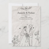 手素朴引き結婚式招待状 招待状 (正面)