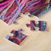 手紡糸編み物ピンクマゼンタ ジグソーパズル (側面)