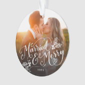 手結婚したに入れメリーたクリスマス写真 オーナメント (正面)