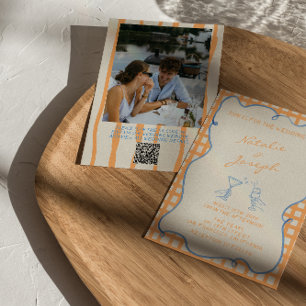 手絵を描お洒落写真QRコードおもしろい結婚 招待状