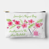 手絵を描さくらんぼ開花ニードルポイントジッパーSM アクセサリーポーチ (正面)