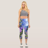 手絵を描の水彩満月夜庭 カプリレギンス (正面)