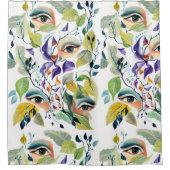 手絵を描の目はカラフルフェミニン目の シャワーカーテン (正面)