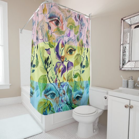 手絵を描の目はカラフルフェミニン目の シャワーカーテン (インサイチュ)
