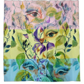 手絵を描の目はカラフルフェミニン目の シャワーカーテン (正面)