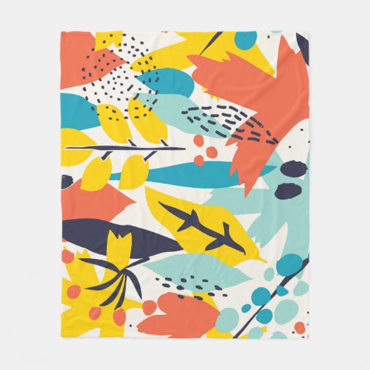 手絵を描の花離れの継ぎ目。 フリースブランケット (正面)