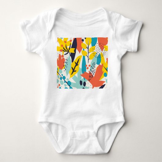 手絵を描の花離れの継ぎ目。 ベビーボディスーツ (正面)