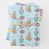 手絵を描イースターバニーと卵パターン(の模様が)ある ラッピングペーパーシート (インサイチュ)