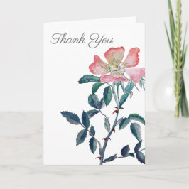 手絵を描エレガント水カラー野生バラ花 サンキューカード
