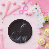 手絵を描エレガント黒馬 ペーパープレート (パーティー)