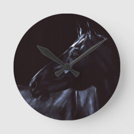 手絵を描エレガント黒馬 ラウンド壁時計