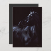 手絵を描エレガント黒馬 招待状 (正面/裏面)