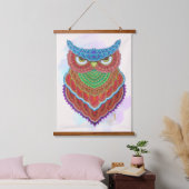 手絵を描カラフル梟 吊り下げ型タペストリー (寝室)