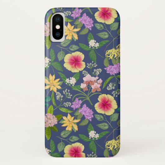 手絵を描カラフル熱帯花の模様 Case-Mate iPhoneケース (裏面)