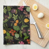 手絵を描カラフル異国熱帯果実の模様 キッチンタオル (四つ折り)