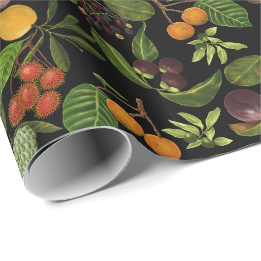 手絵を描カラフル異国熱帯果実の模様 ラッピングペーパー (ロールコーナー)