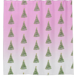 手絵を描クリスマスツリー抽象芸術 シャワーカーテン